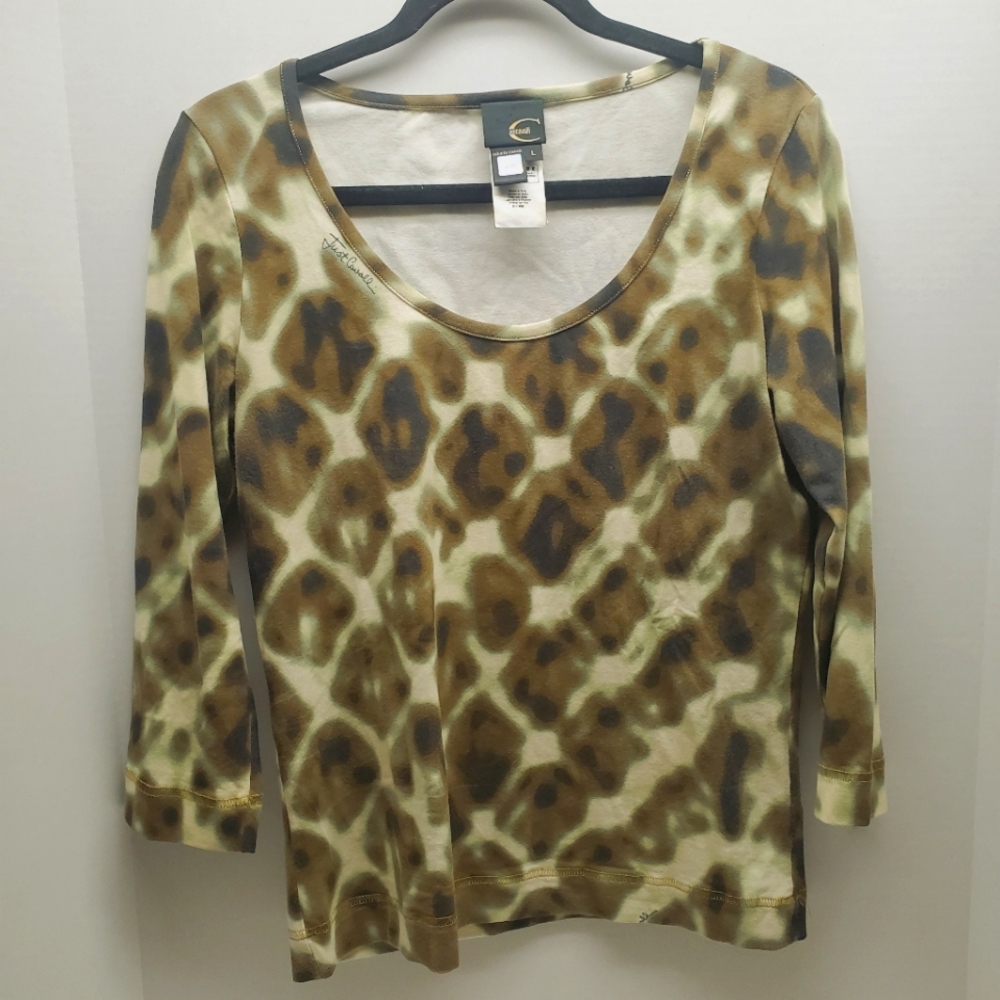 Just Cavalli Leopard Print 3/4 Sleeve Womans L